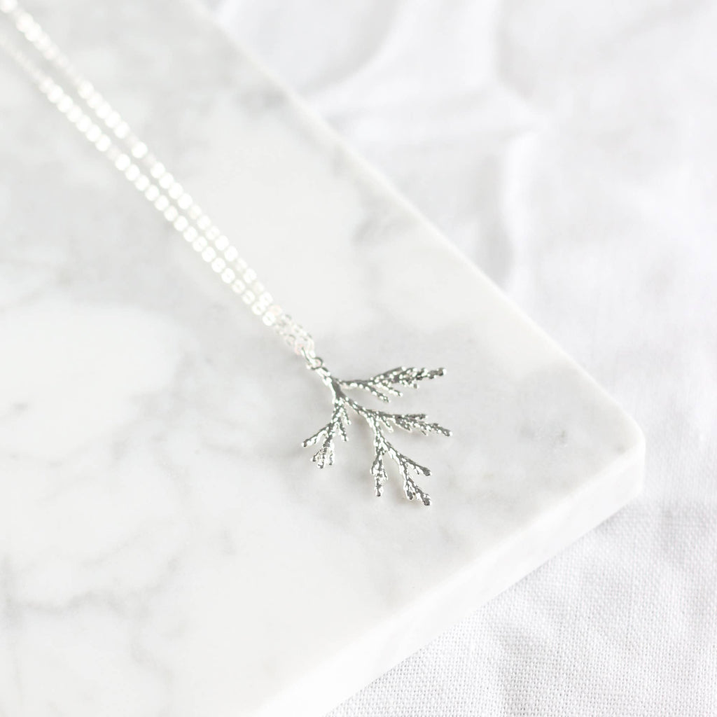 Juniper Branch Necklace: Silver