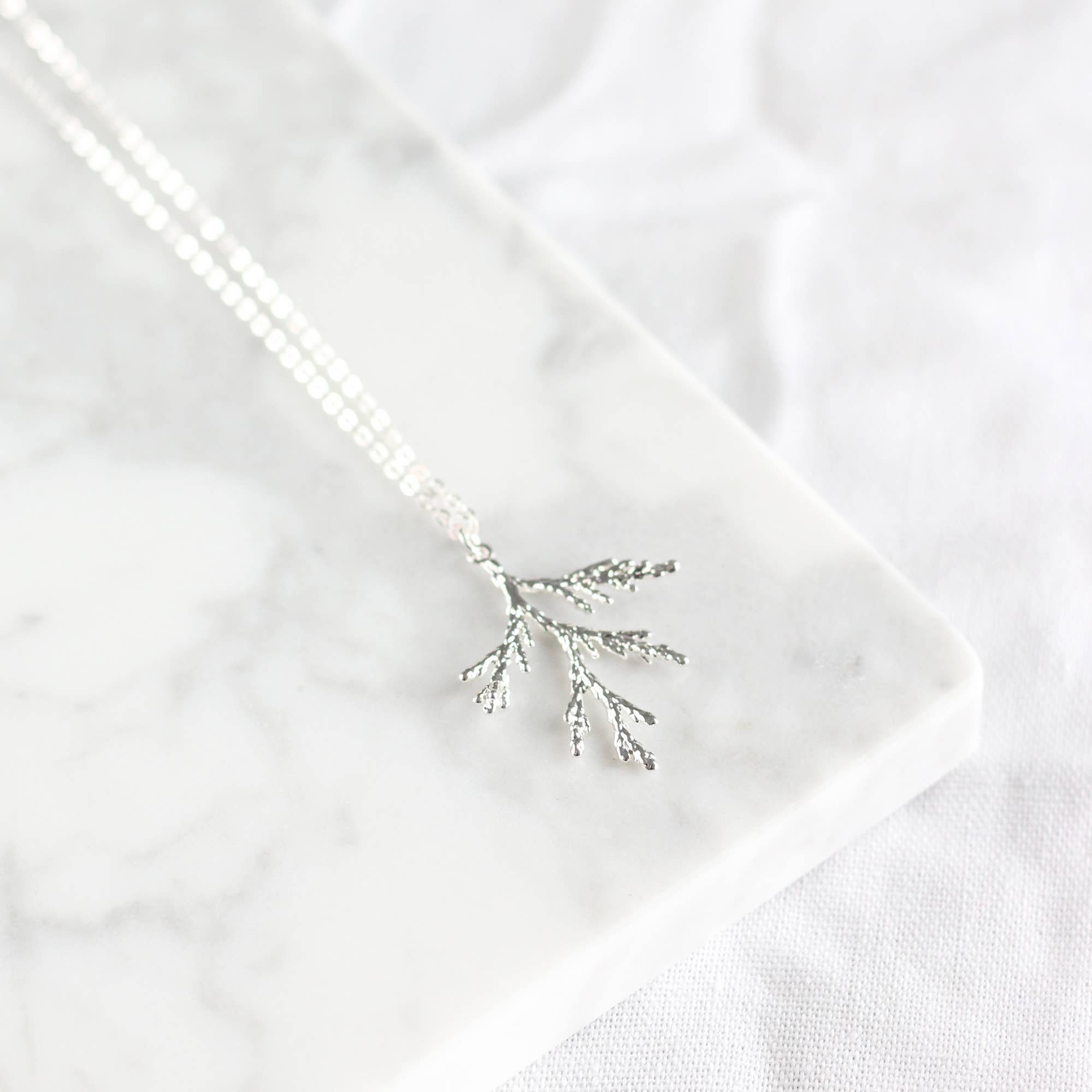 Juniper Branch Necklace: Silver