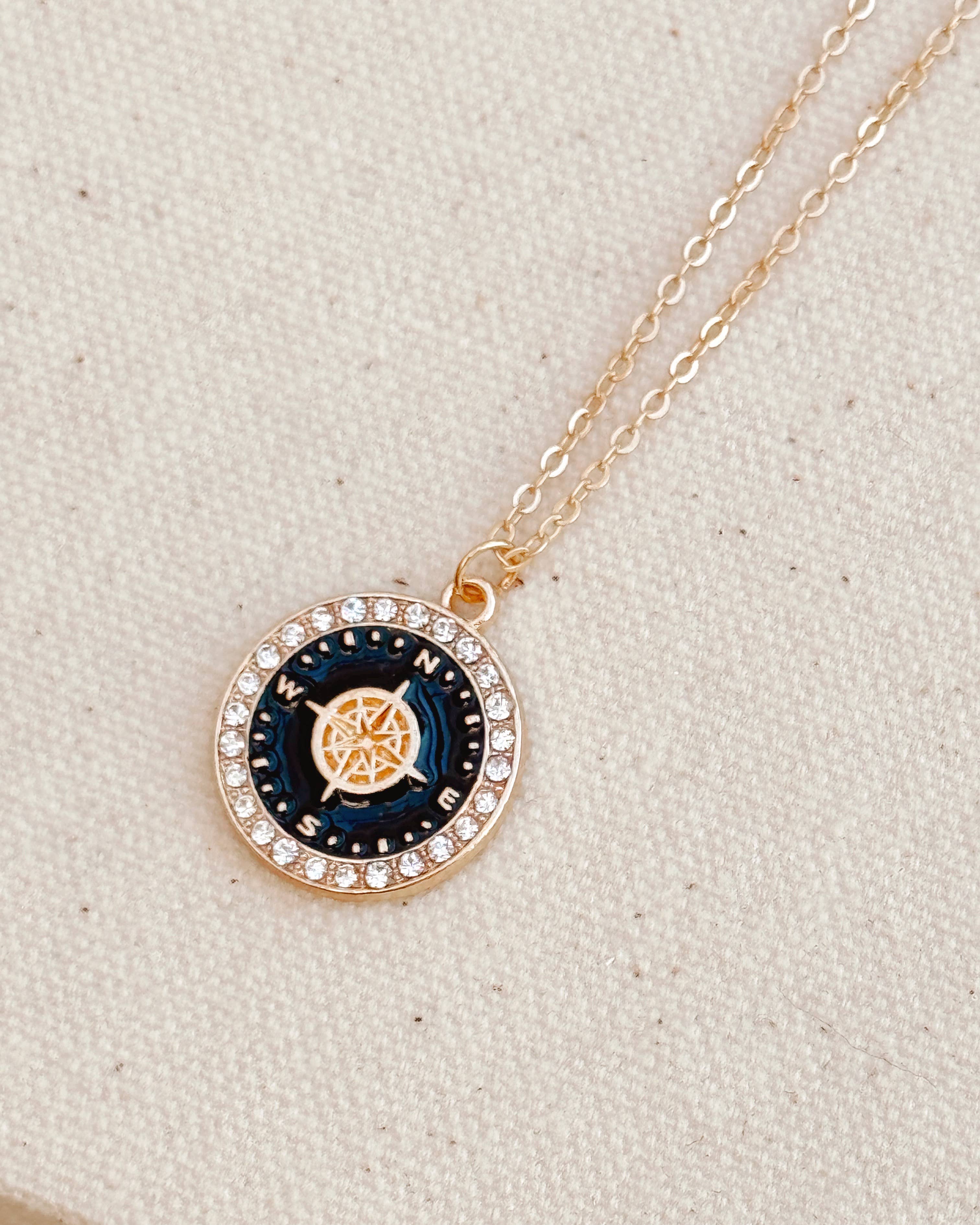 Double-Sided Compass Pendant Necklace