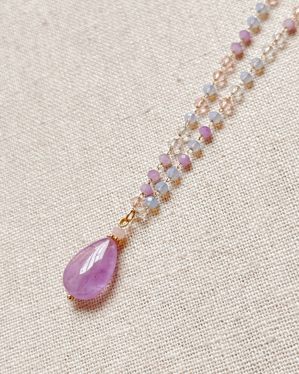 Gold Lilac Amethyst Chain Necklace