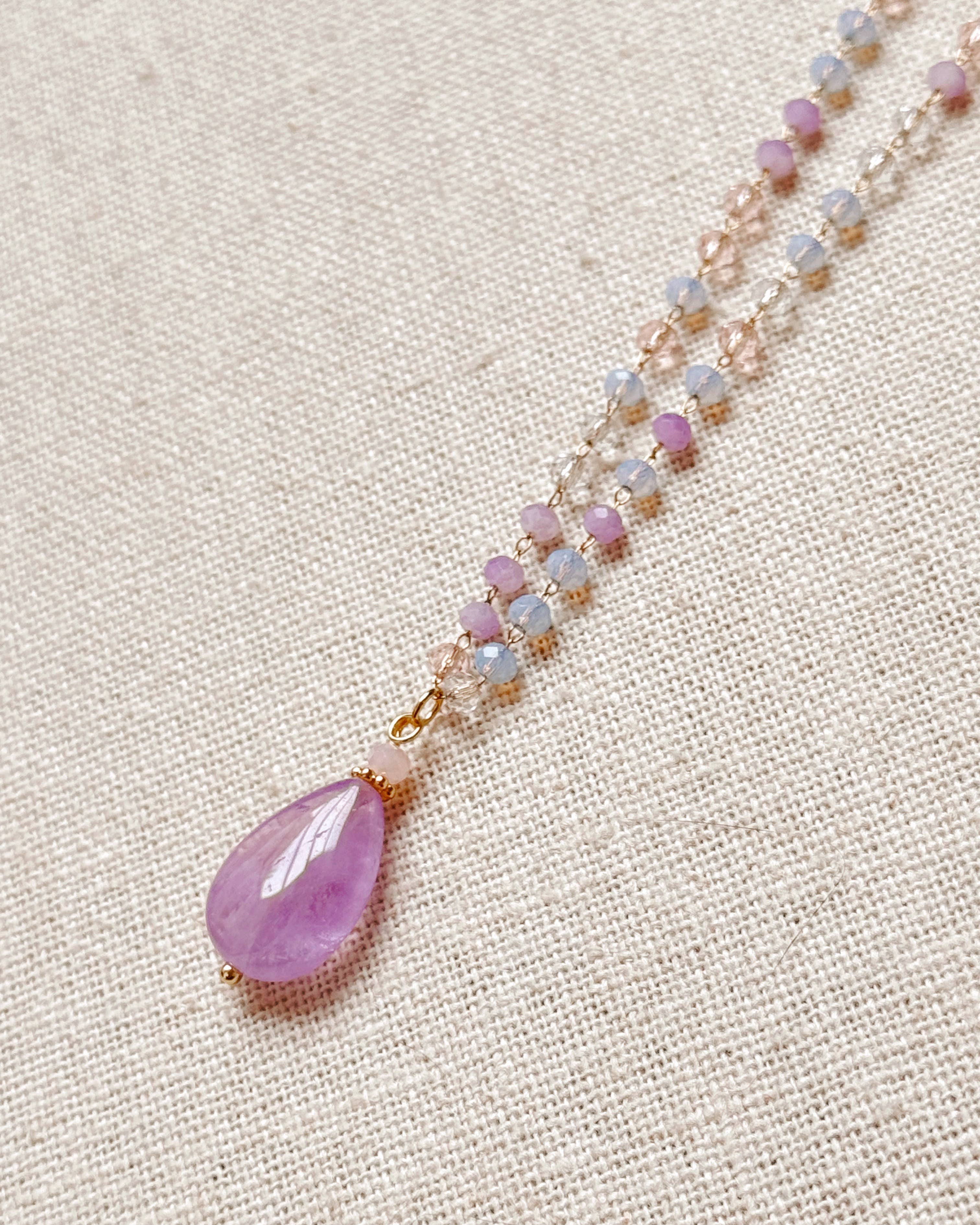 Gold Lilac Amethyst Chain Necklace