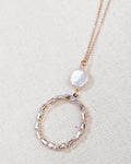 Gold Cubic Zirconia Freshwater Coin Pearl Bridal Necklace