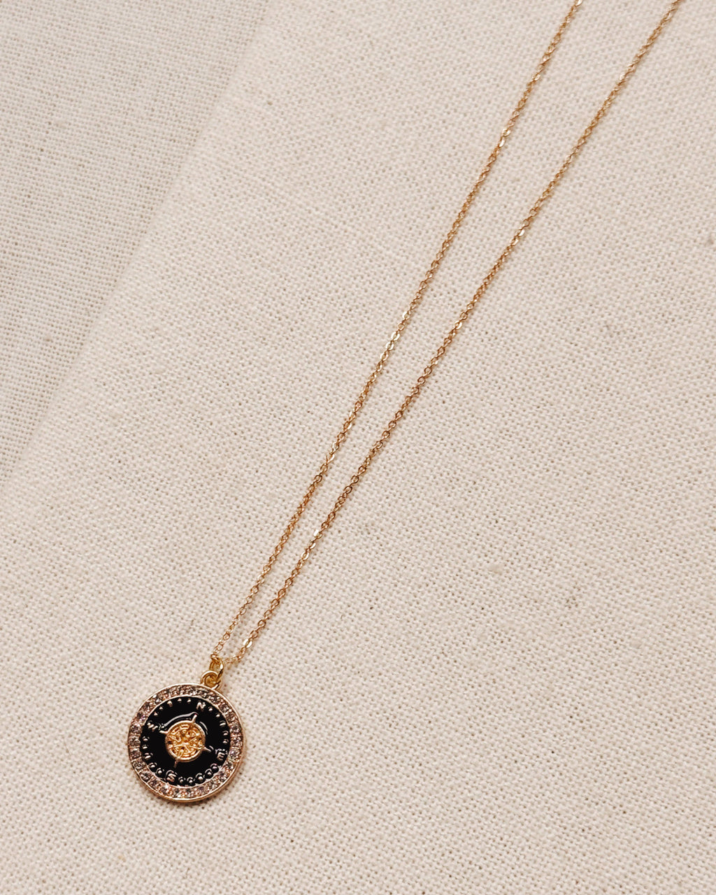 Double Sided Gold Compass Necklace
