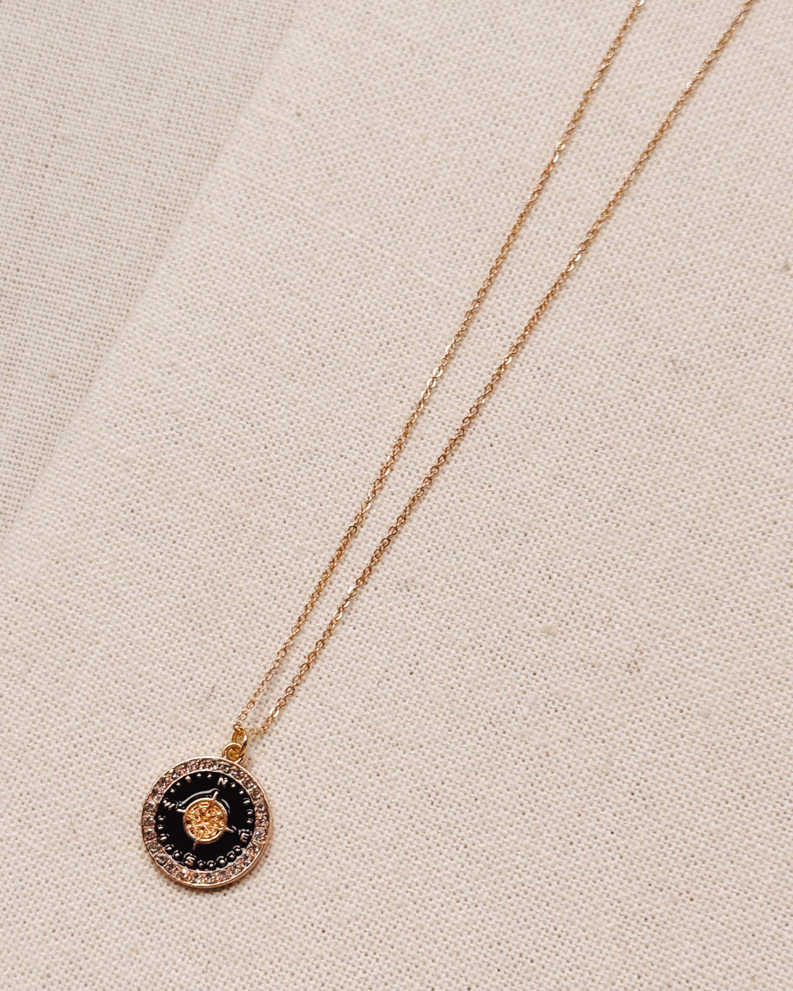 Double Sided Gold Compass Necklace