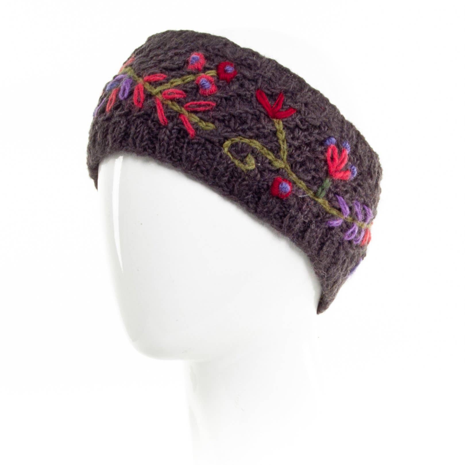 Naomi Knit Wool Headband with Embroidery: Medium Natural