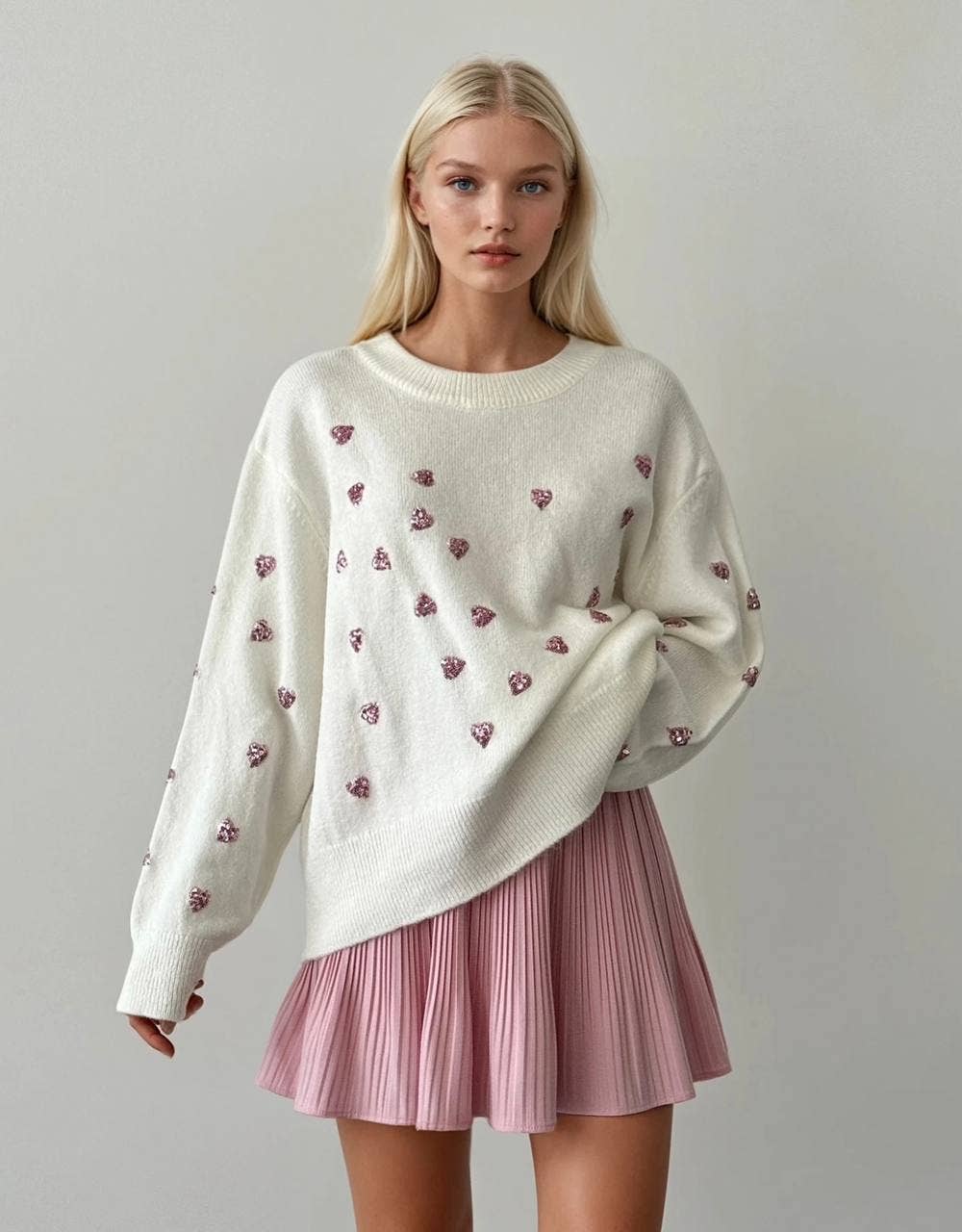 Sequin Heart Knit Sweater