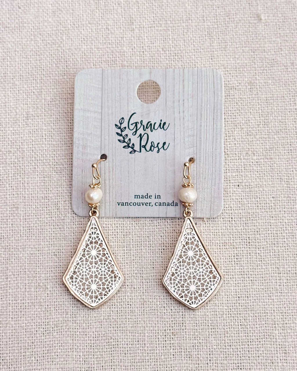 Freshwater Pearl Filigree Diamond Earrings