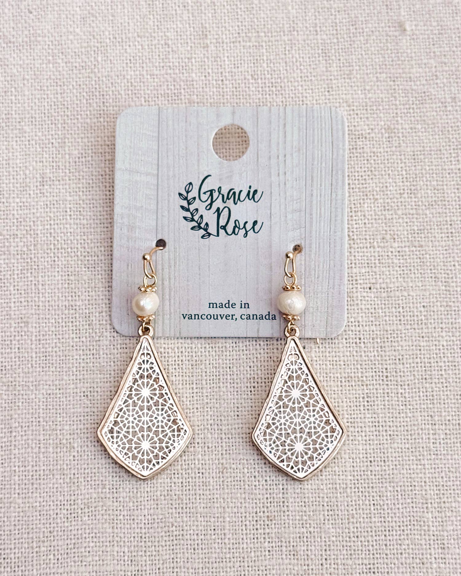 Freshwater Pearl Filigree Diamond Earrings