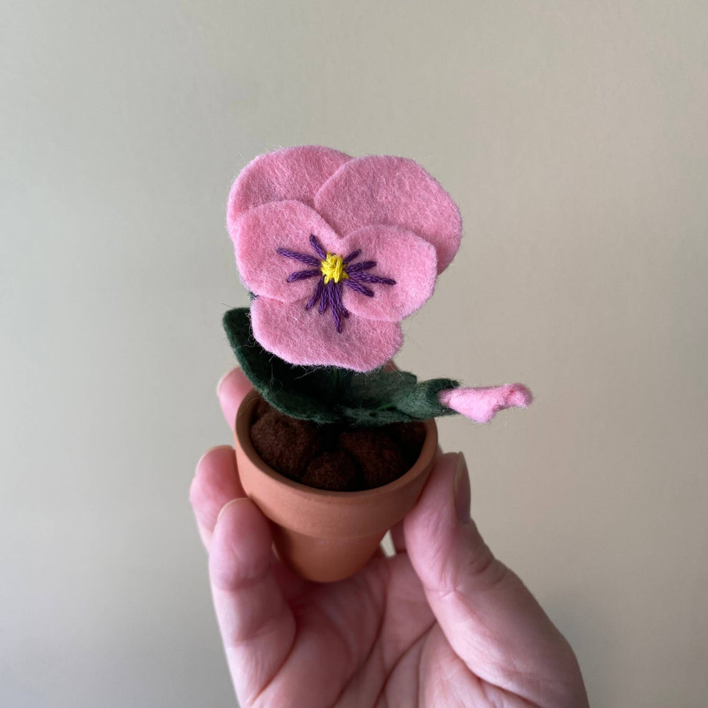 Pansy Felt Forever Flower: Purple/Yellow