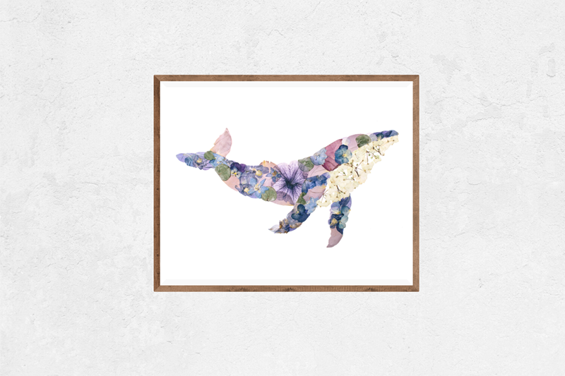 Humpback Whale Print | Pressed Flower Art