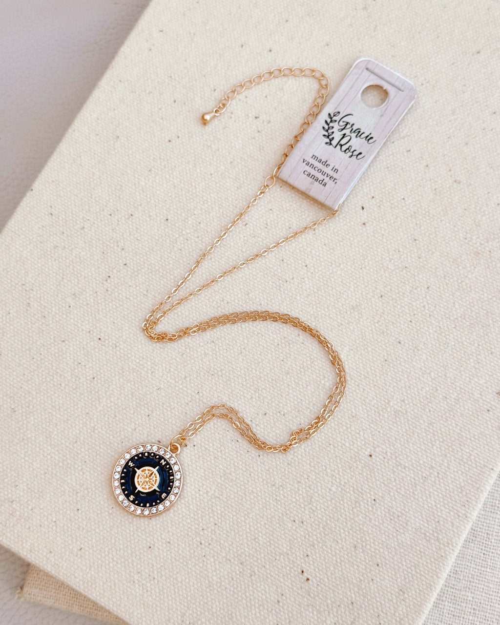 Double-Sided Compass Pendant Necklace