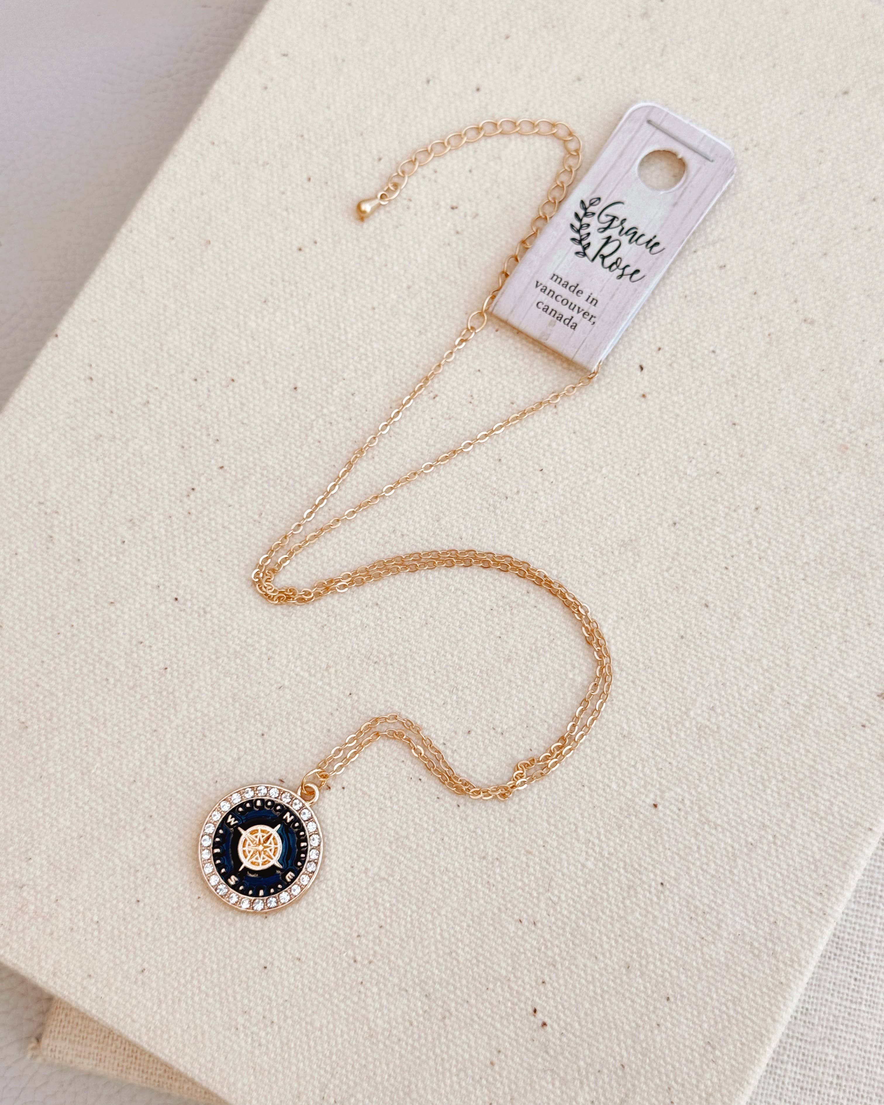 Double-Sided Compass Pendant Necklace