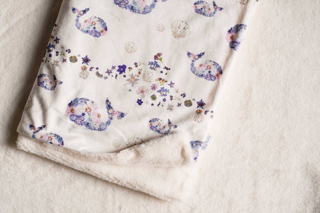 Waves & Whales Minky Baby Blanket