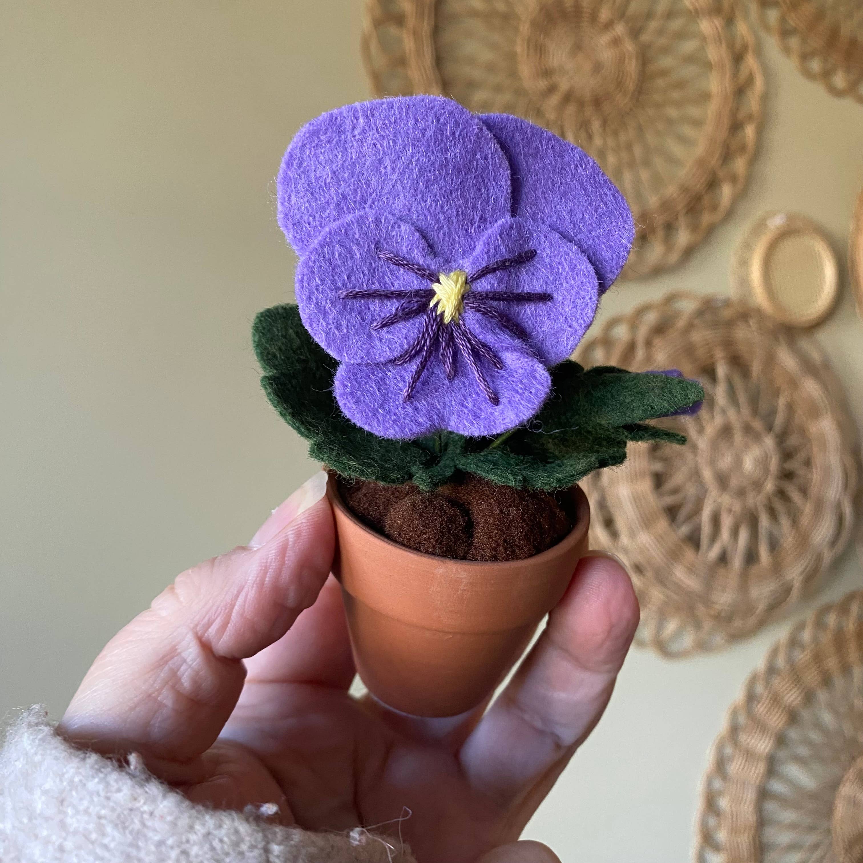 Pansy Felt Forever Flower: Purple/Yellow