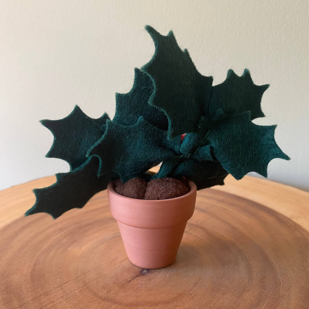 Christmas Holly Felt Forever Plant (Dec Birth Month Flower): Red