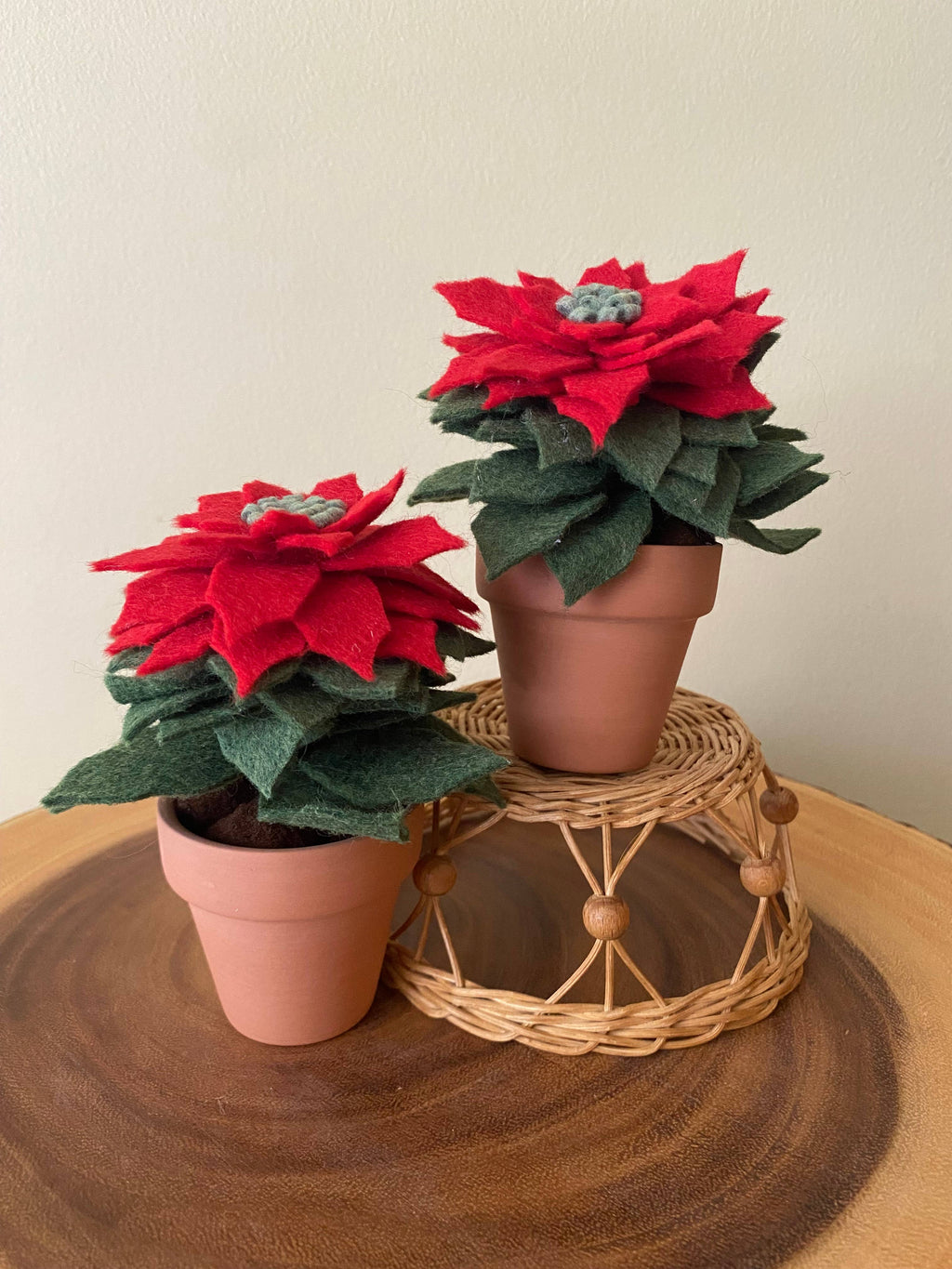 Christmas Mini Felt Poinsettia in Terracotta Pot