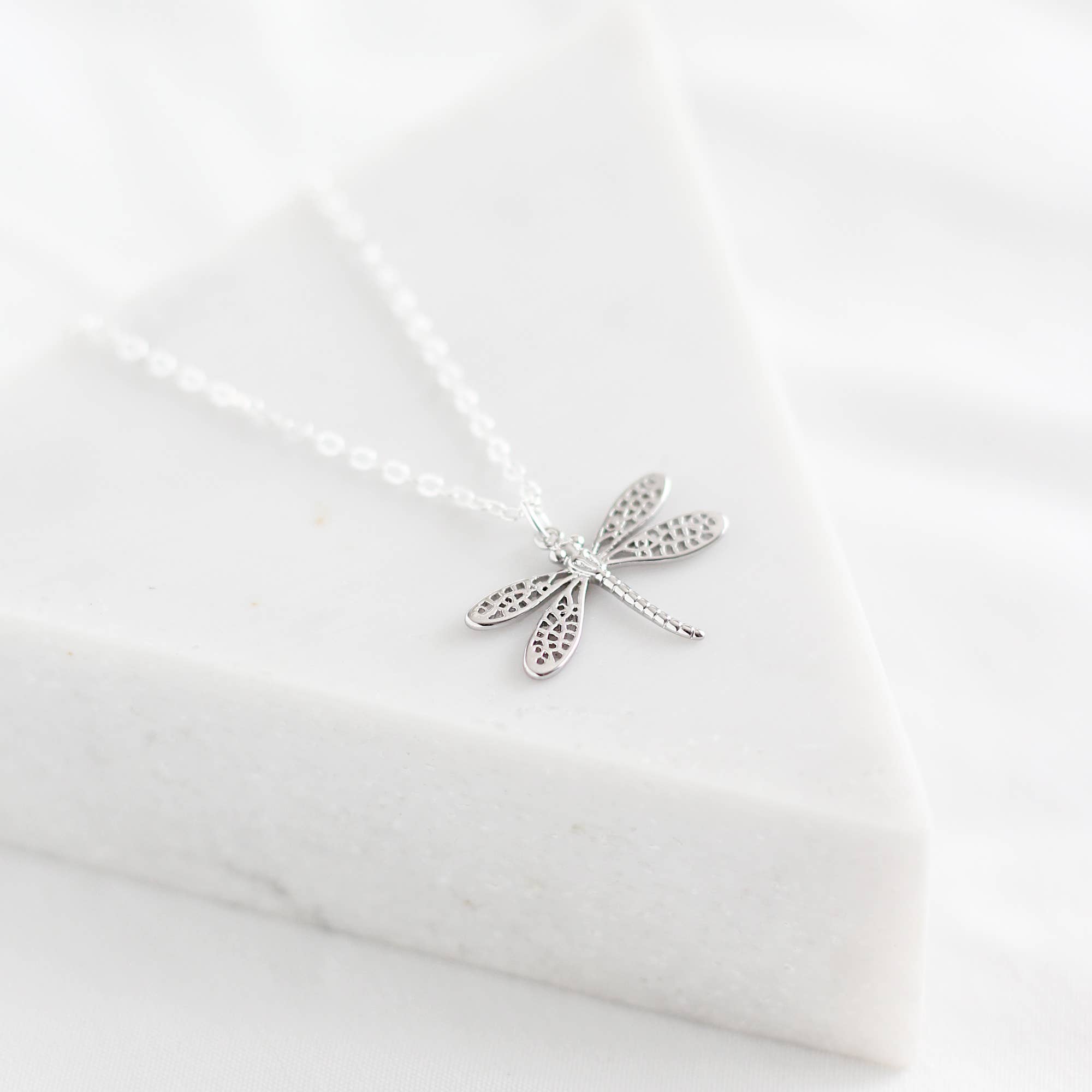 Dragonfly Necklace: Yellow Gold