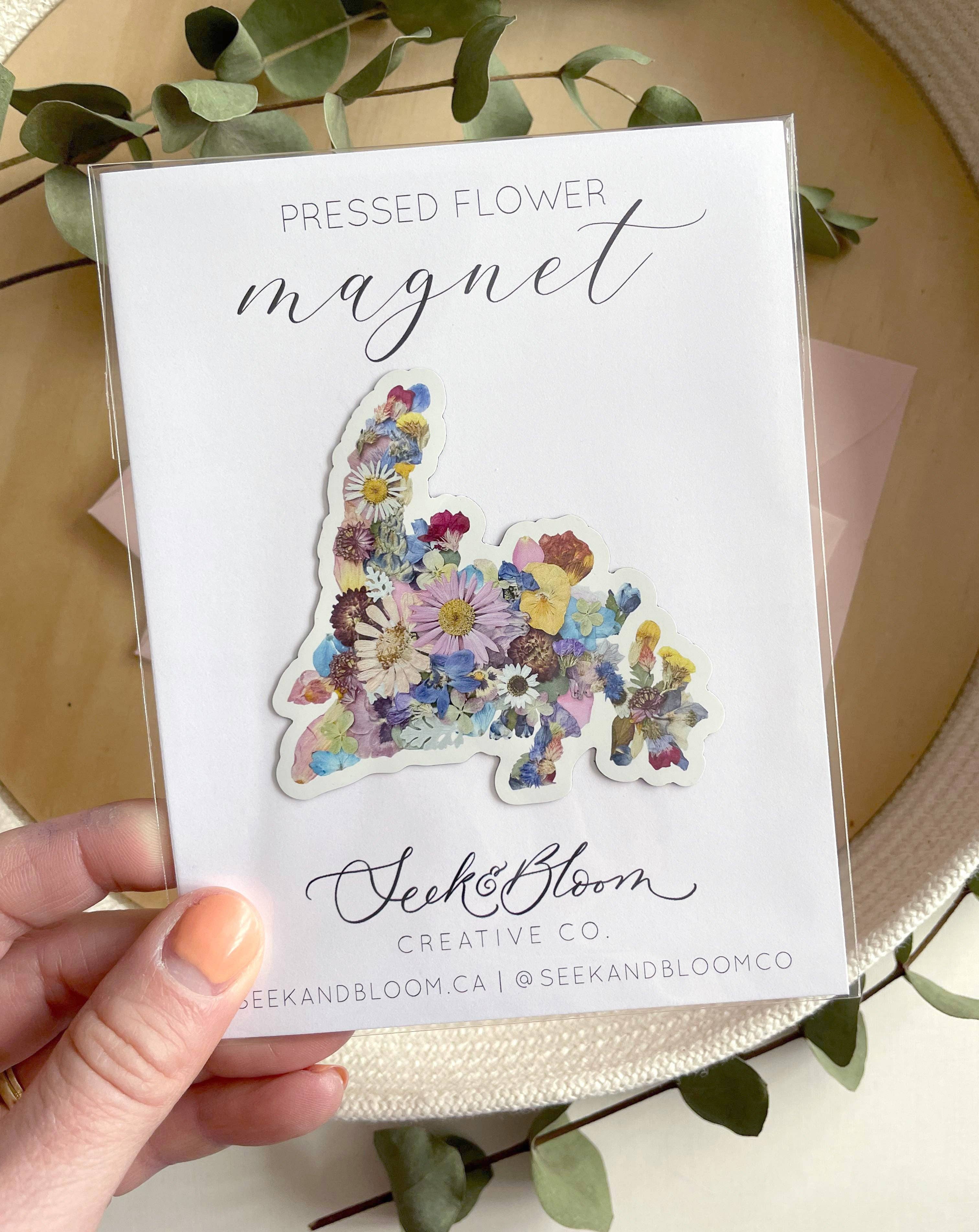 Newfoundland Map Pressed Flower Magnet