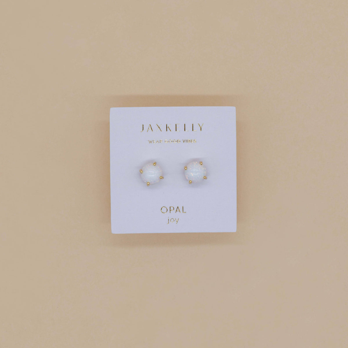 White Opal & Gold Studs