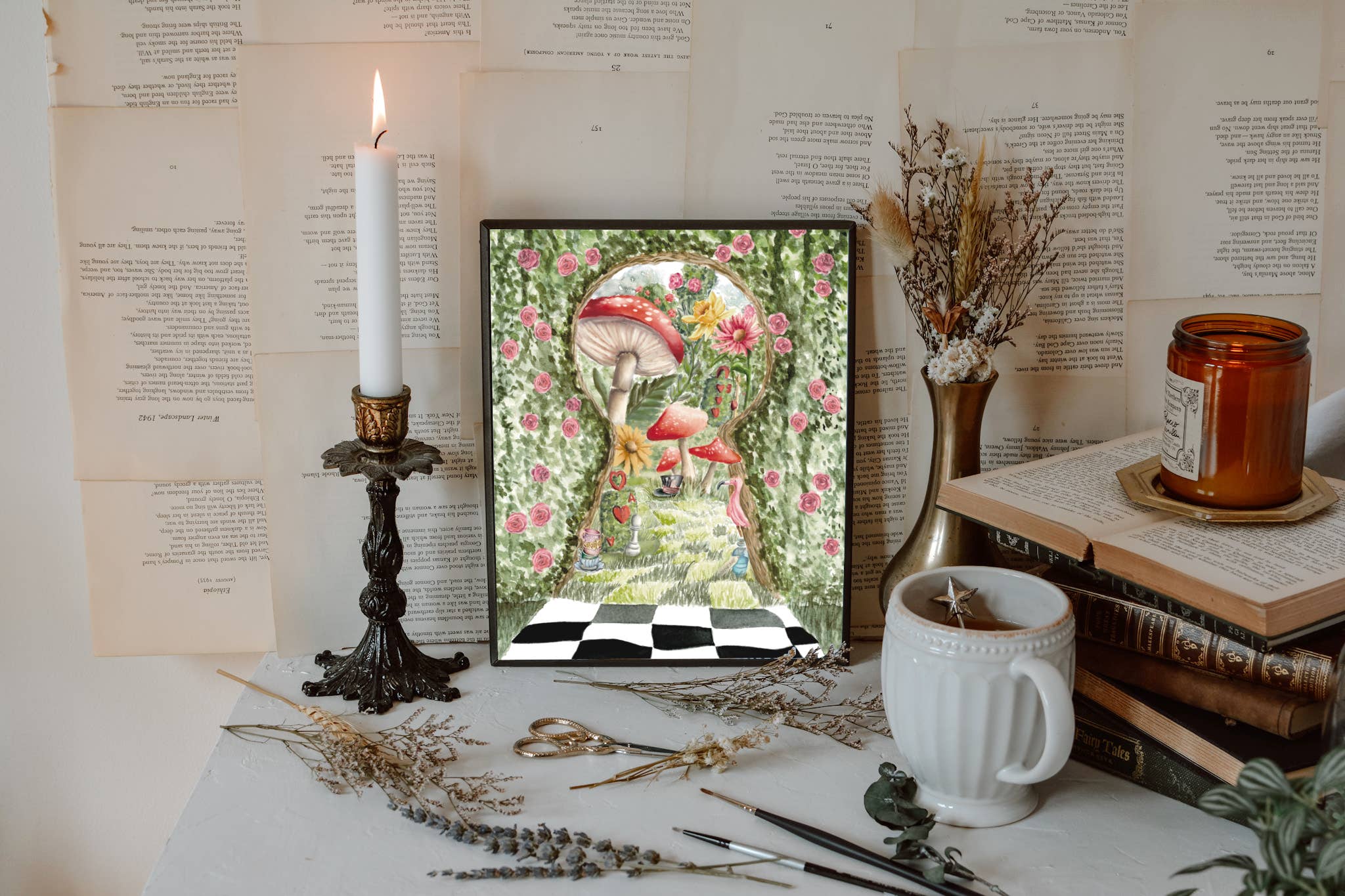 Alice in Wonderland Rosebush Print