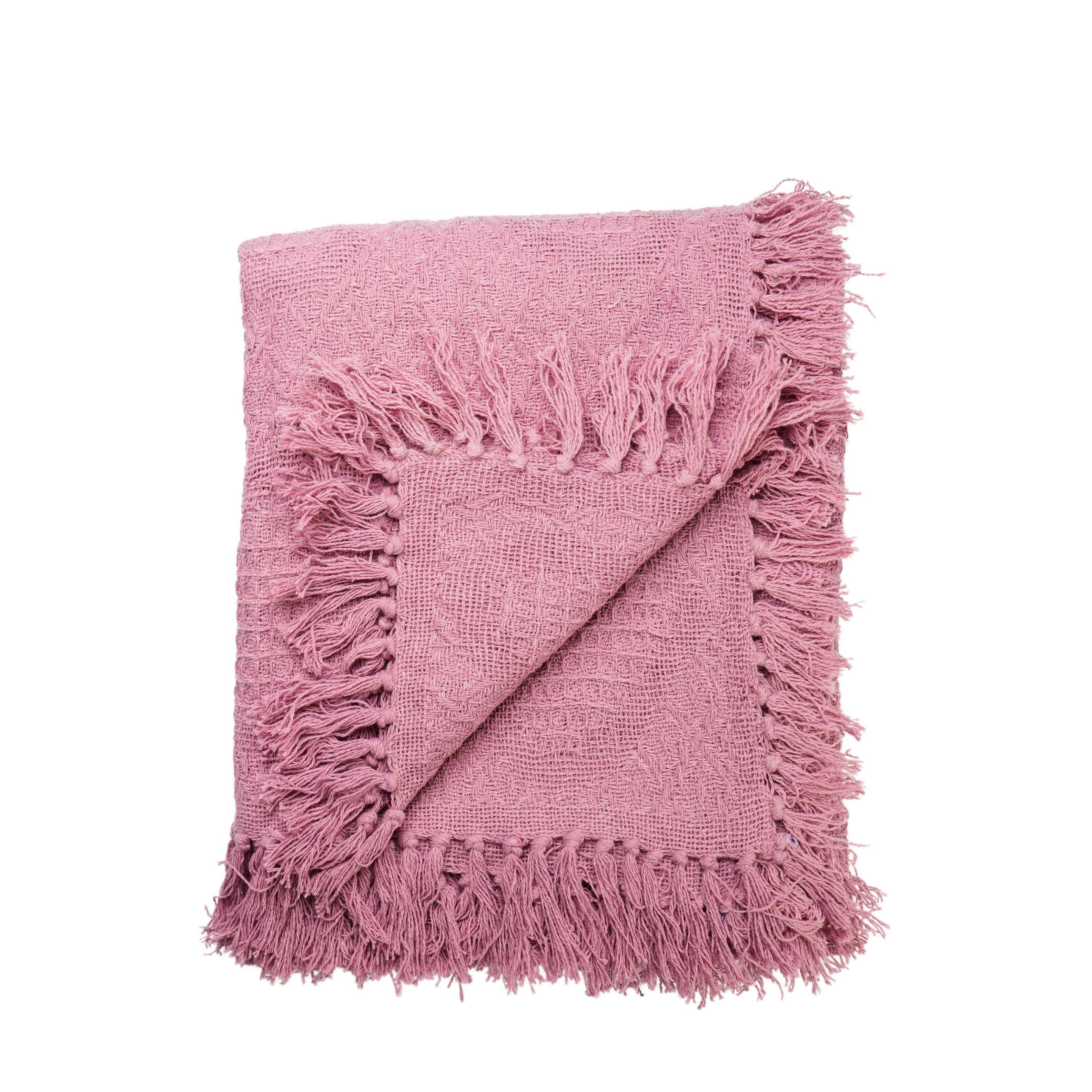 Cotton Throw - Heart Weave - Dusty Rose