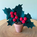Christmas Holly Felt Forever Plant (Dec Birth Month Flower): Red