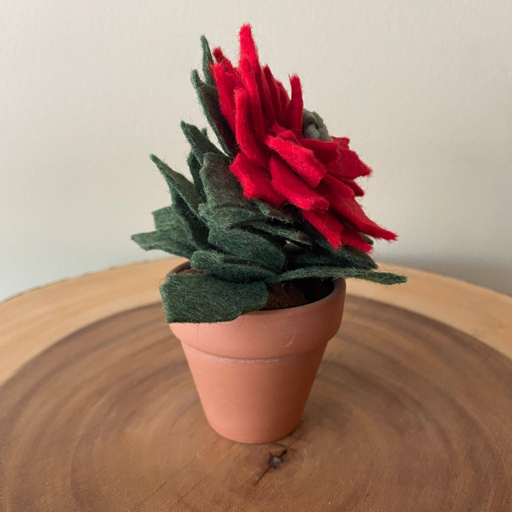 Christmas Mini Felt Poinsettia in Terracotta Pot