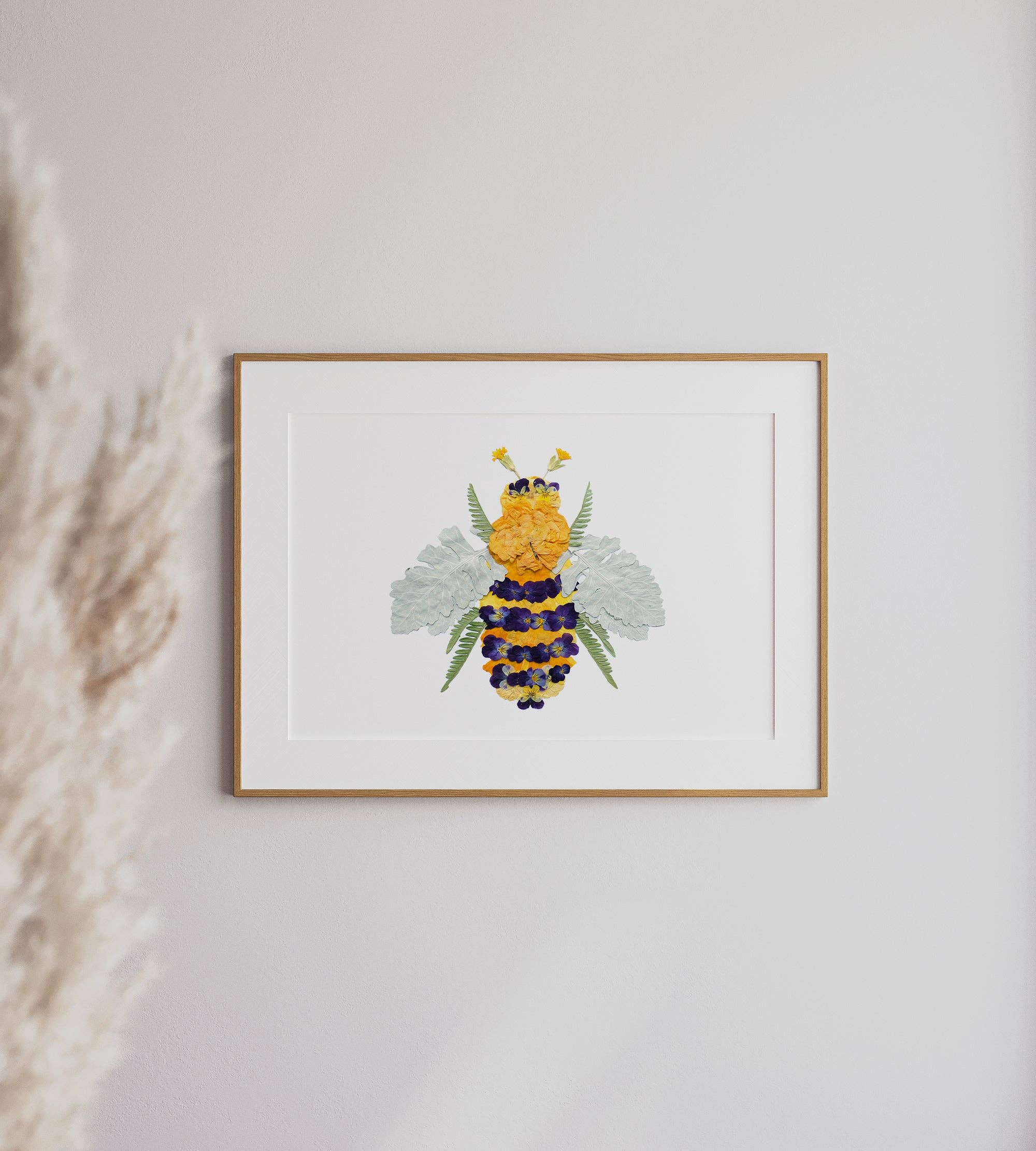 Bee, Pressed Flower Art Print