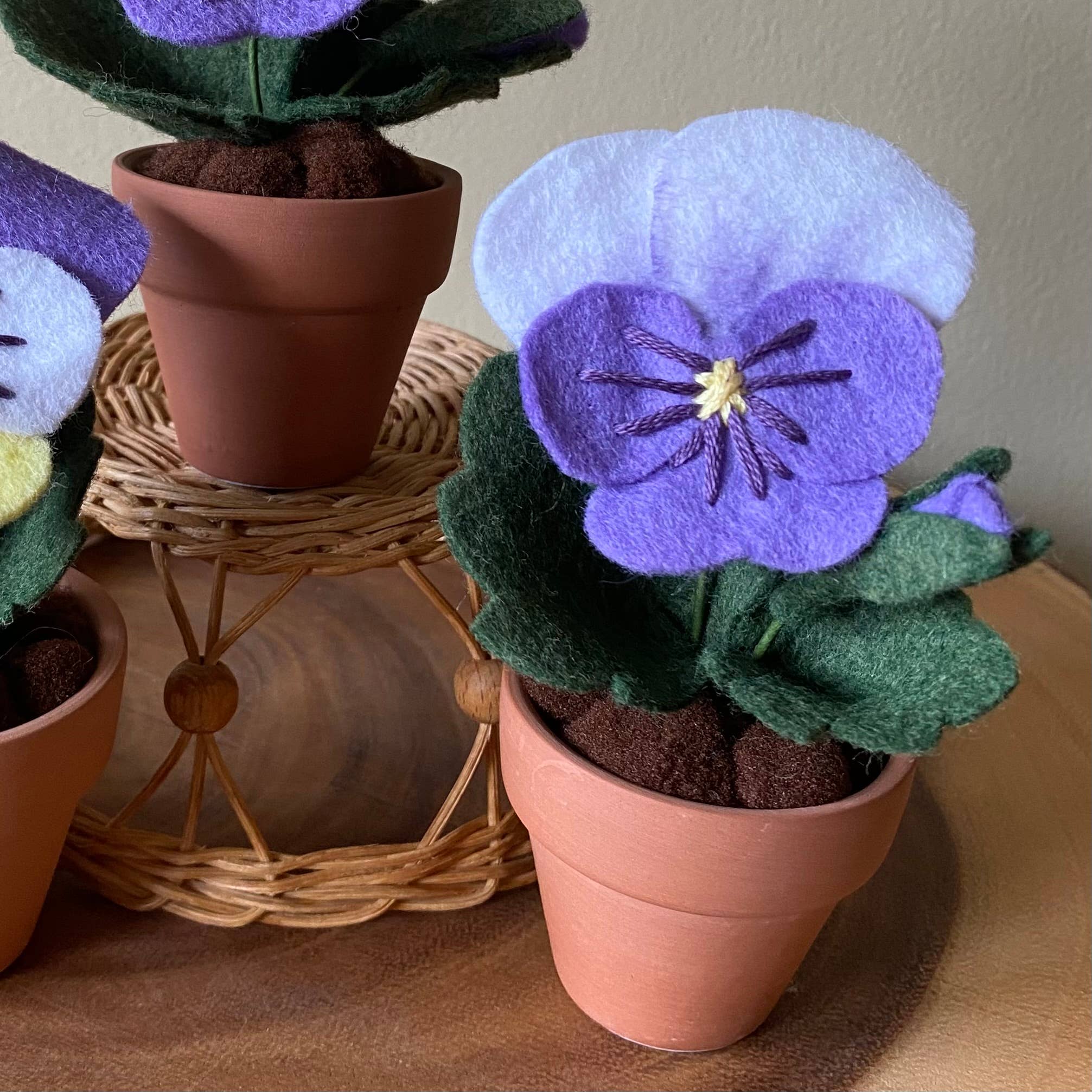 Pansy Felt Forever Flower: Purple/Yellow