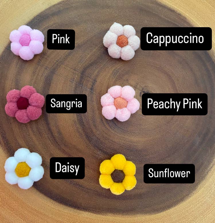 Flower Bookmark/ Oversized Paper Clip/ Pompom & Felt Flower : Sangria