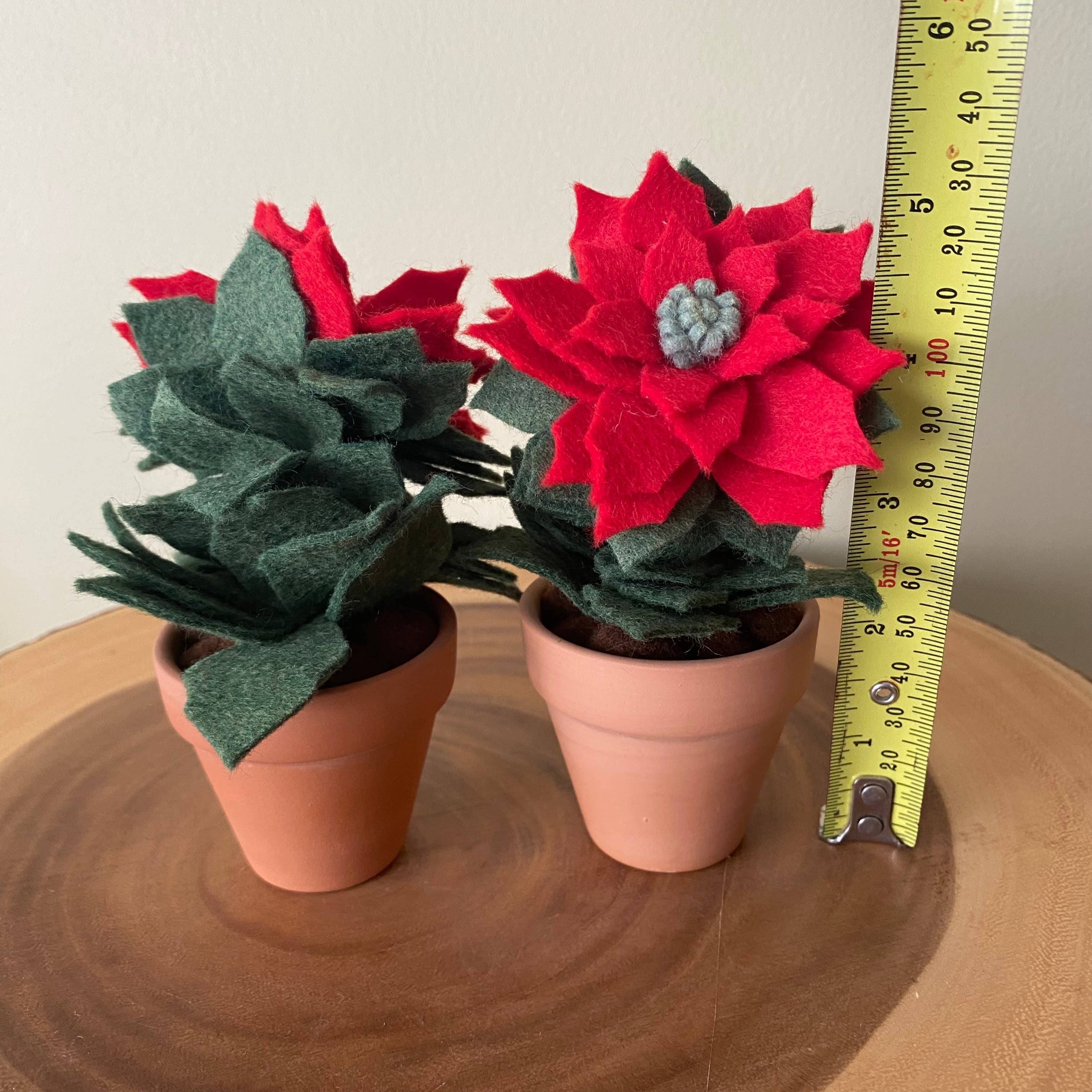 Christmas Mini Felt Poinsettia in Terracotta Pot