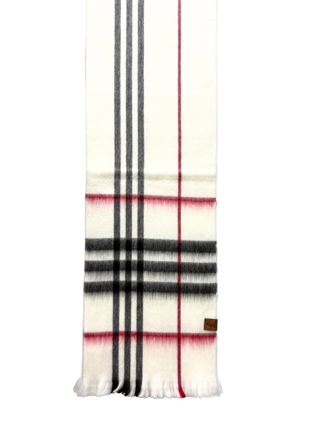 Cream Metro Plaid Alpaca Wool Scarf