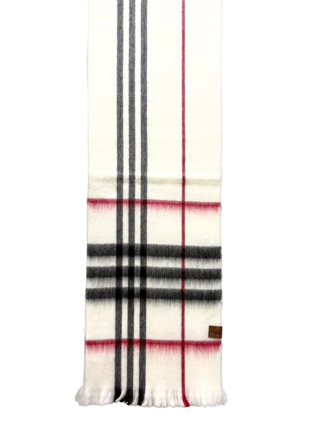 Cream Metro Plaid Alpaca Wool Scarf