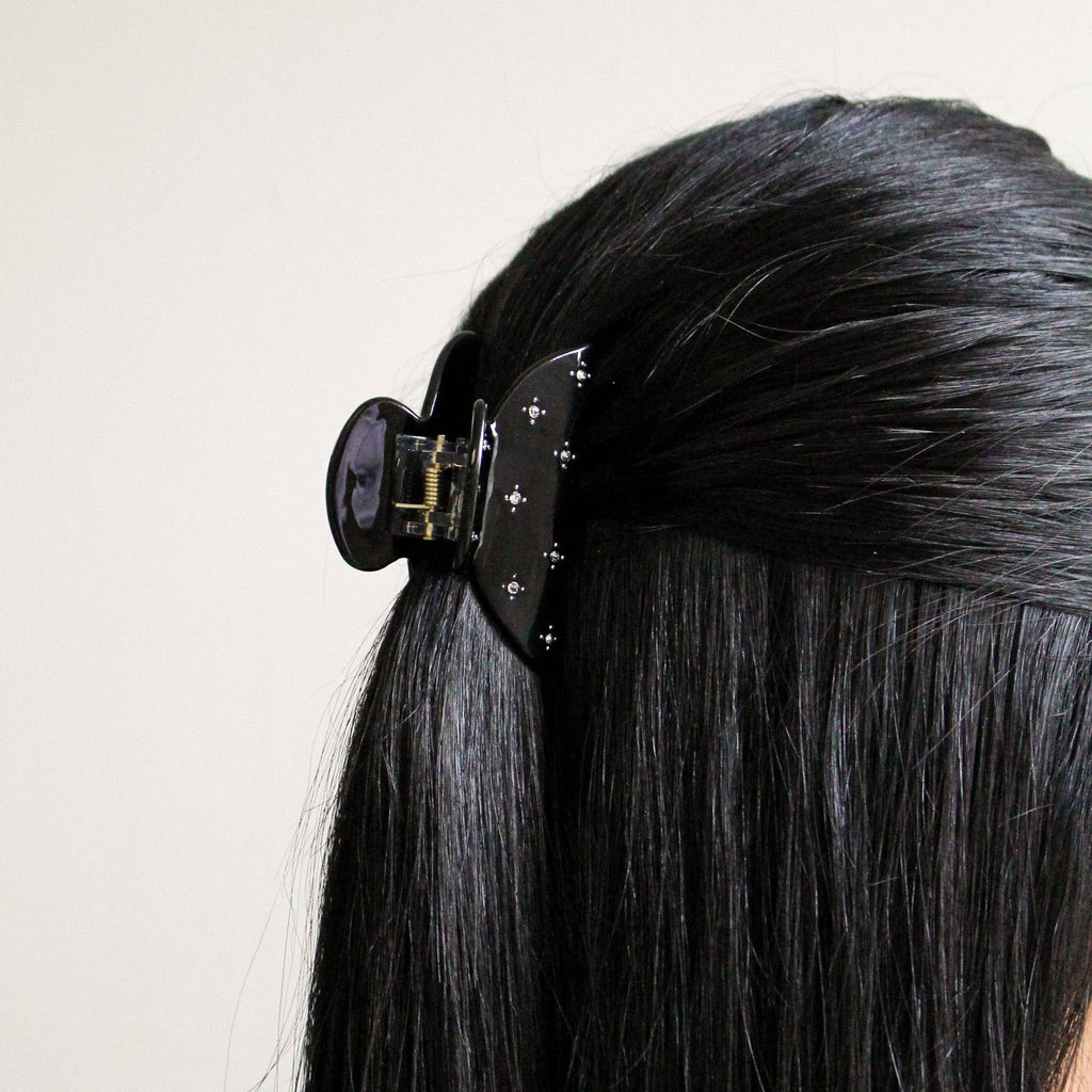 Claw Clip | Black with CZ Stones