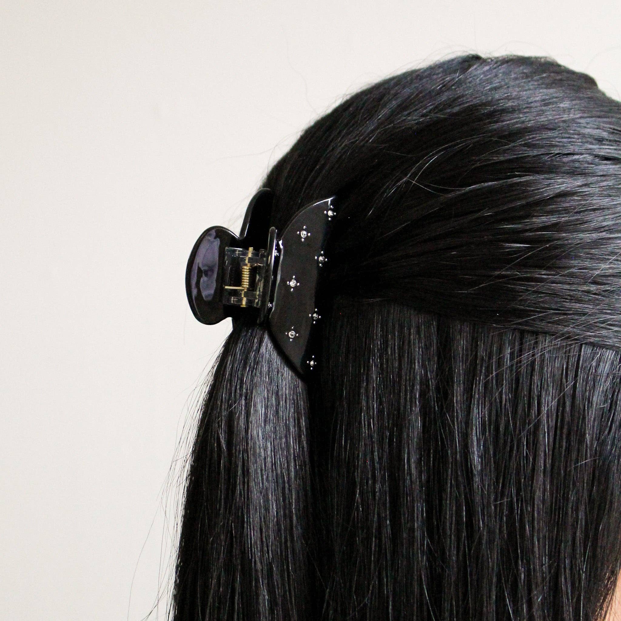 Claw Clip | Black with CZ Stones