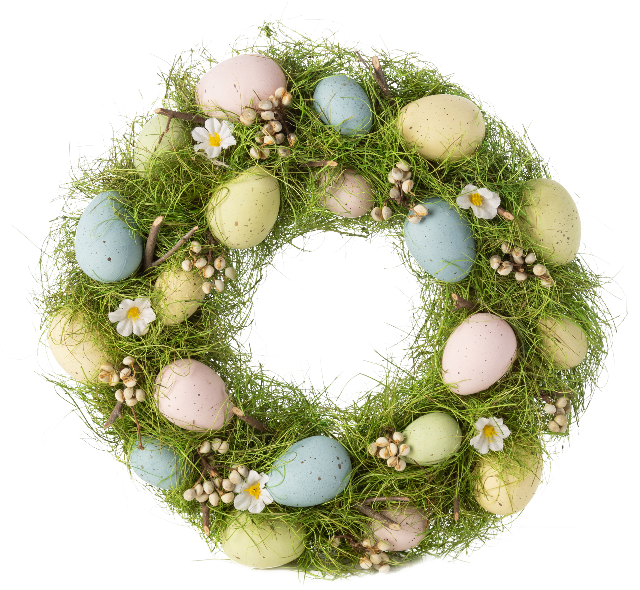 A64096: Pastel egg on tinted grass wreath 14 in