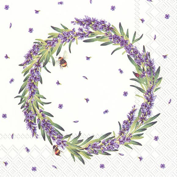 Lunch Napkin 20pk - Lavender Wreath