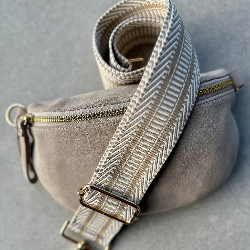 Suede bone crossbody bag