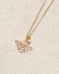 Textured Brass Bee Gold Charm Necklace