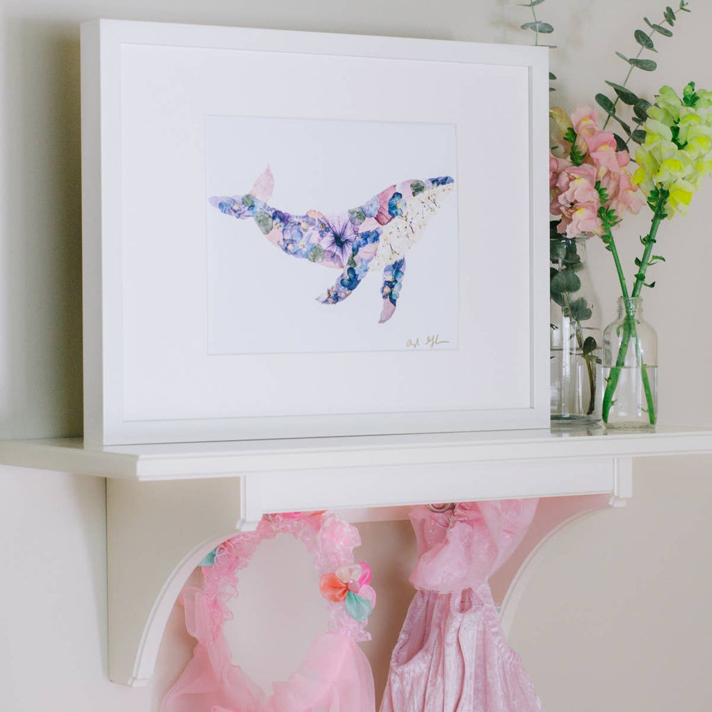 Humpback Whale Print | Pressed Flower Art