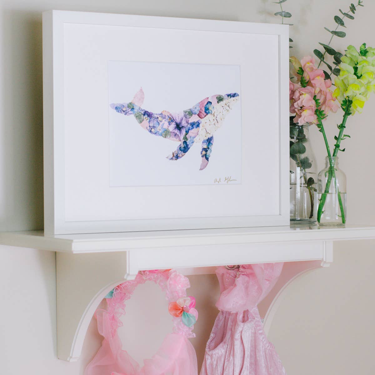 Humpback Whale Print | Pressed Flower Art
