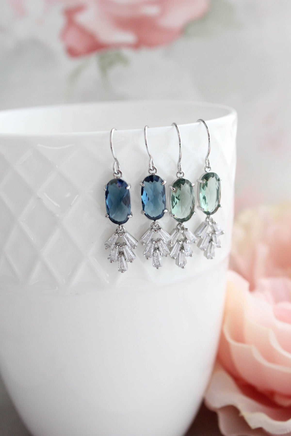 Art Deco Earrings | Sea Green