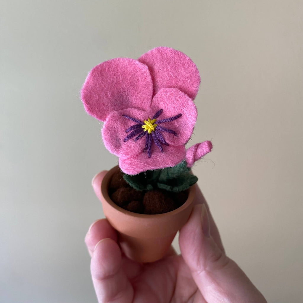 Pansy Felt Forever Flower: Purple/Yellow