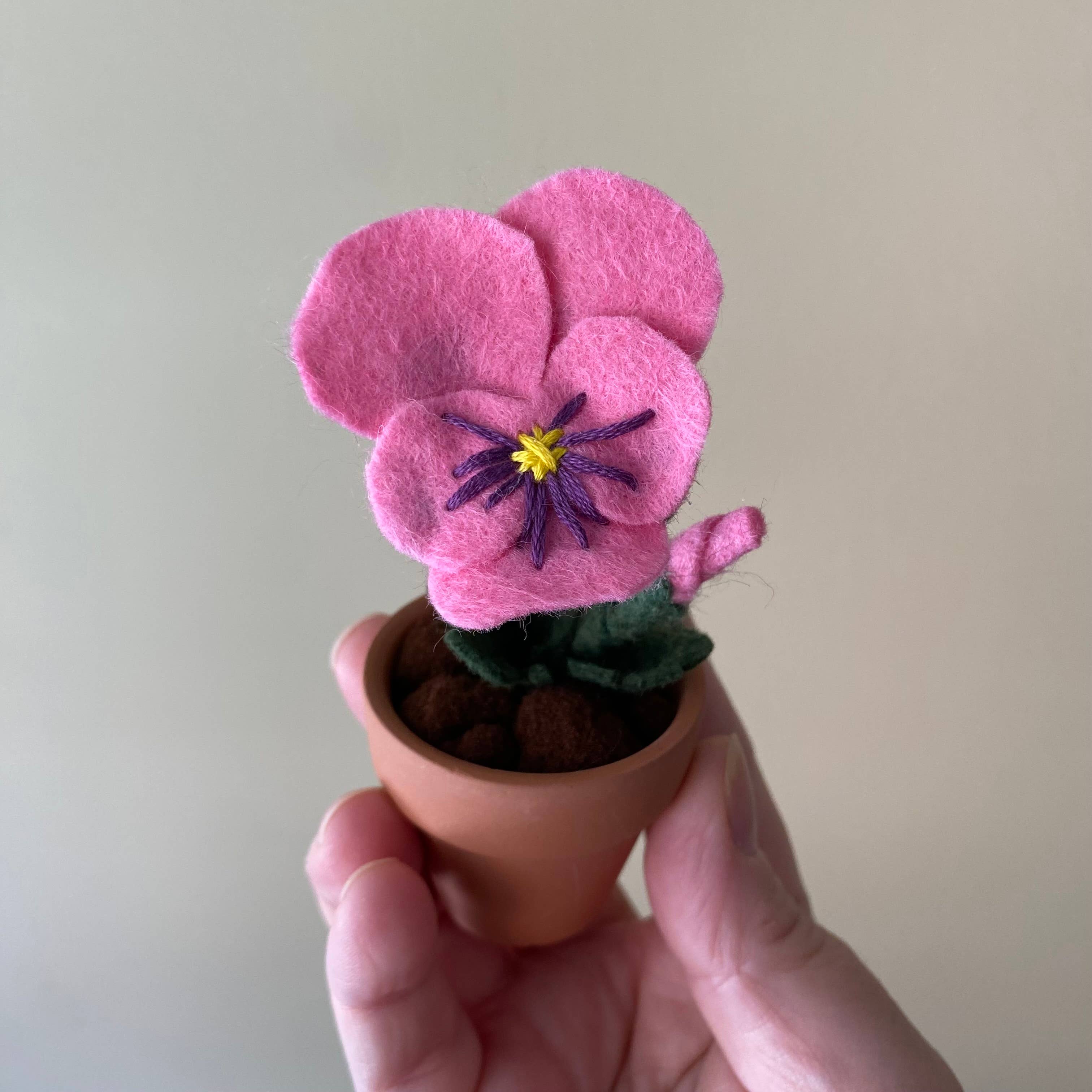 Pansy Felt Forever Flower: Purple/Yellow