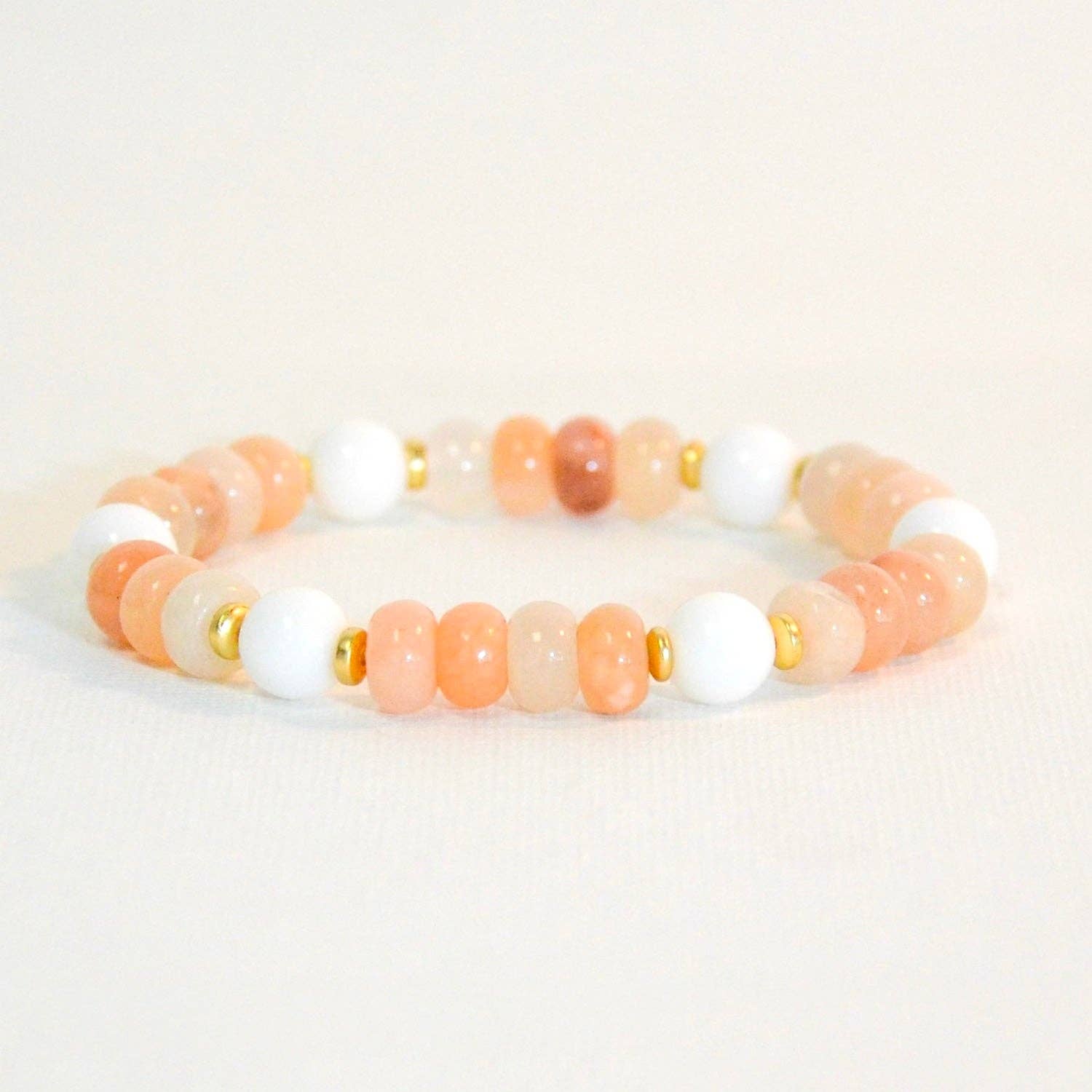 Stretch Bracelet | Topaz w/ White Beads