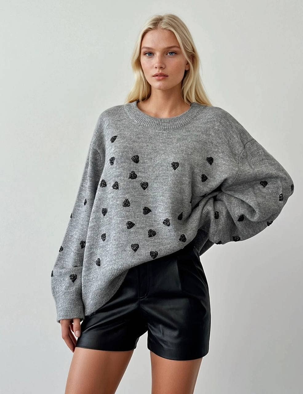 Sequin Heart Knit Sweater