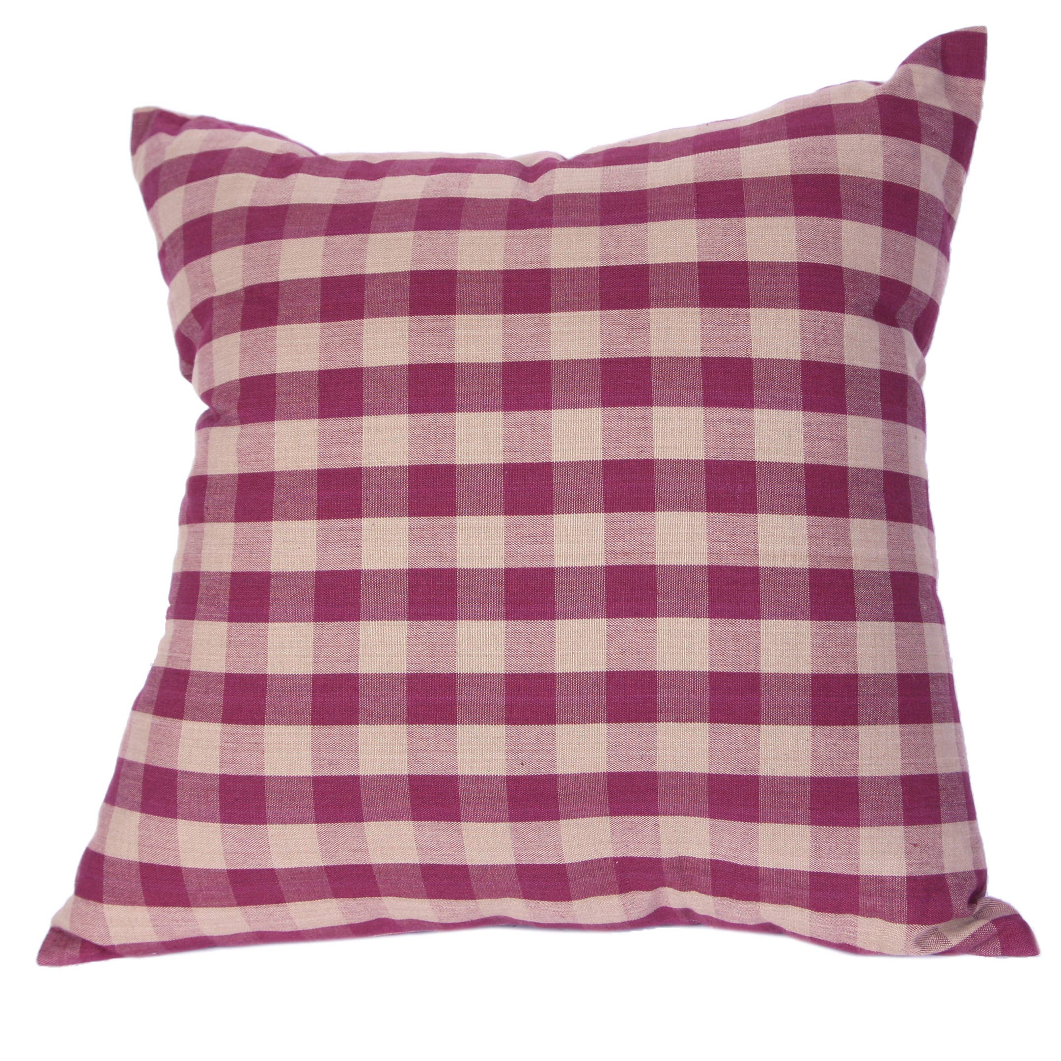 Zip Cushion Cover - Burgundy Check with Insert