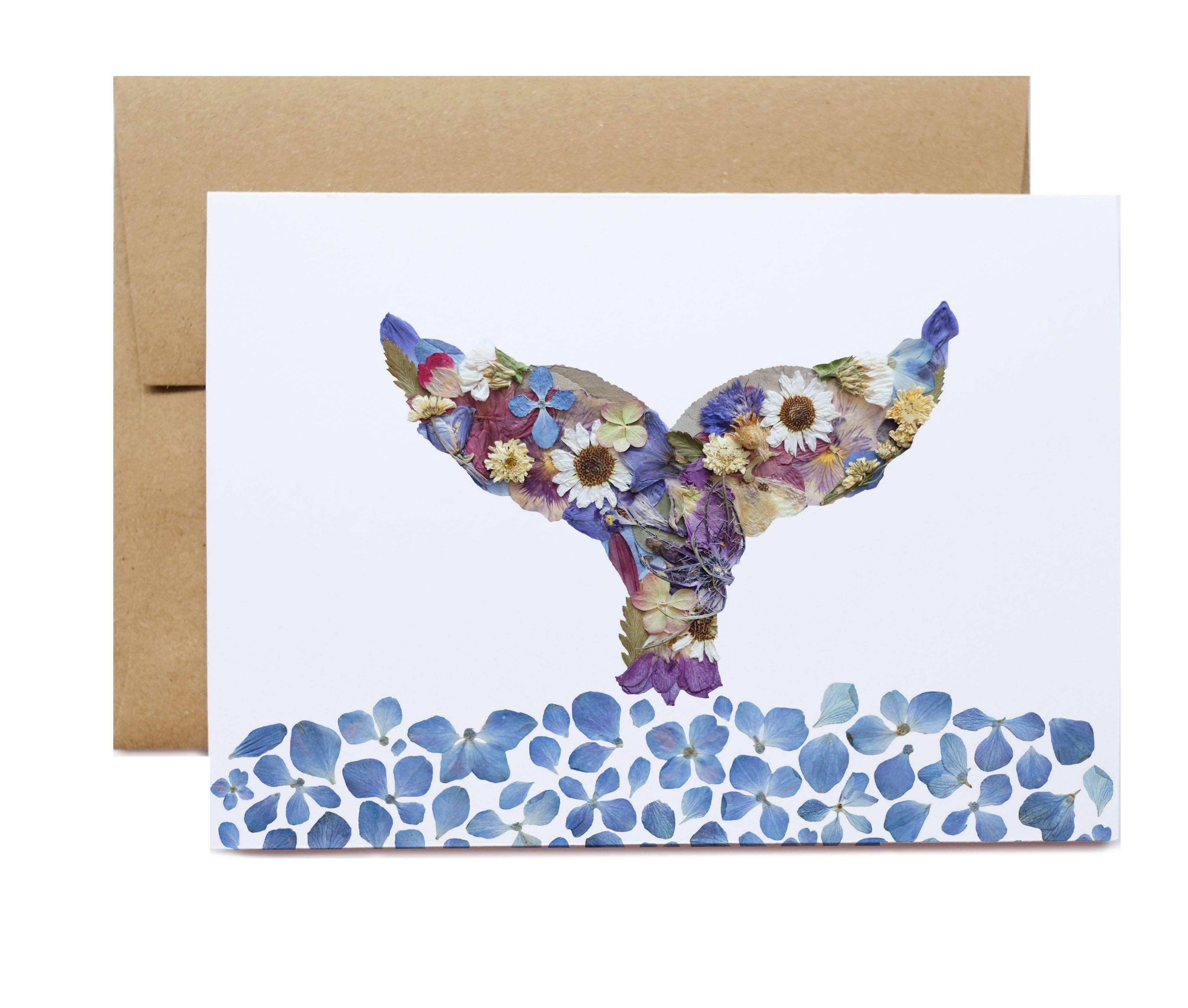 Whale Tail Pressed Flower Card