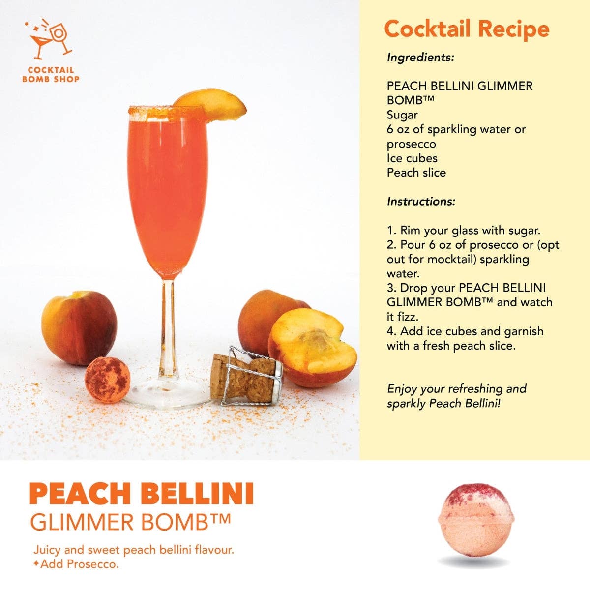 Cocktail Bombs | Peach Bellini