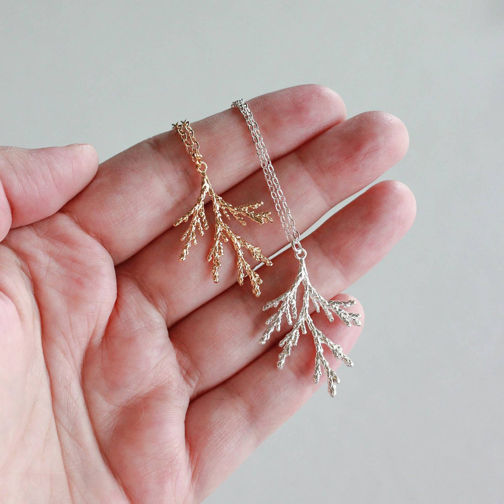 Juniper Branch Necklace: Silver